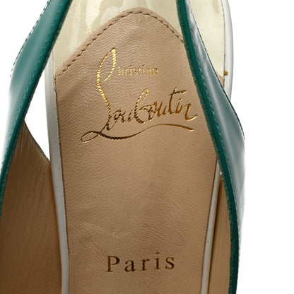 Christian Louboutin Patent Lady Peep Sling 150 Pumps 39 Jade Mimosa 5 of 11