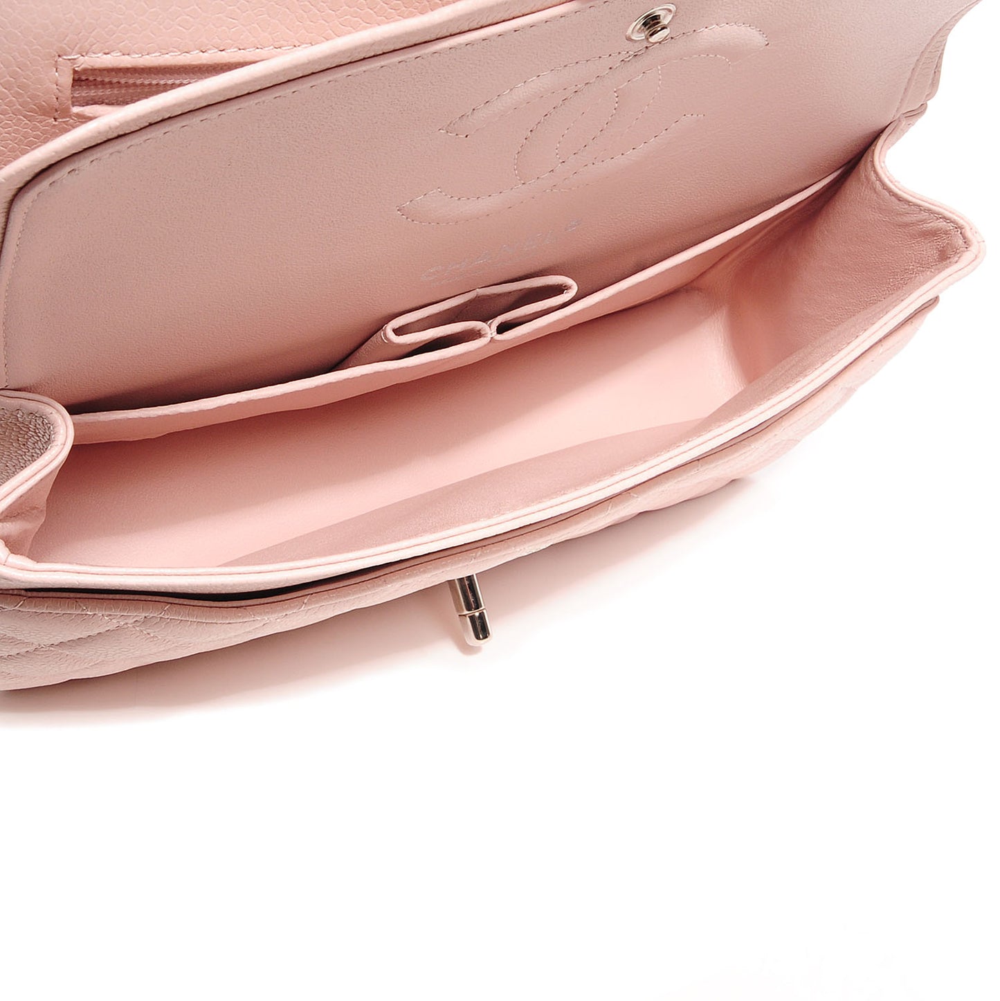 Caviar Quilted Medium Double Flap Pink