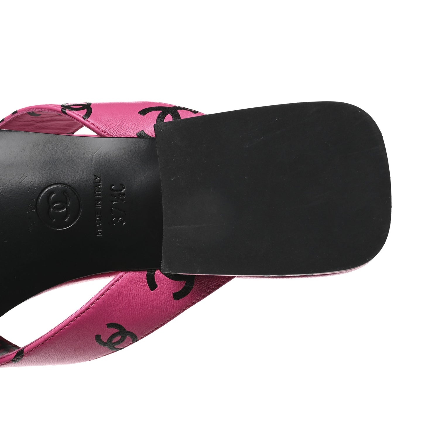 Lambskin Printed Coco Beach Thong Sandals 37.5 Dark Pink Black