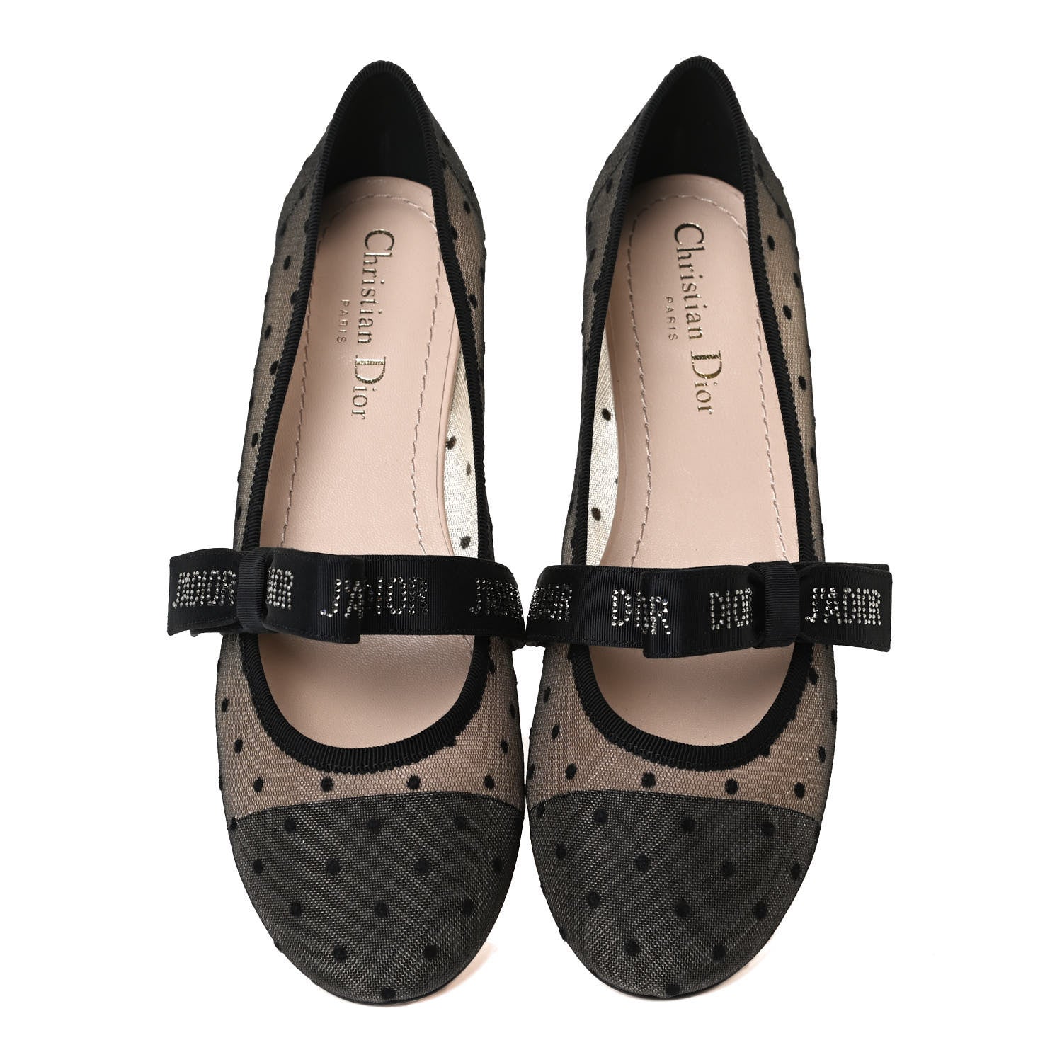Christian Dior Swiss Tulle Dotted Miss J'Adior Ballet Pumps 38.5 Black Nude 5 of 11
