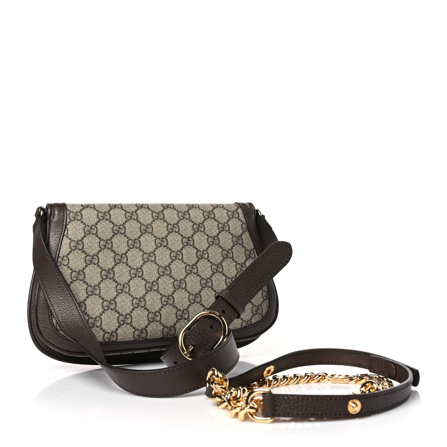GG Supreme Monogram Textured Dollar Calfskin Blondie Chain Shoulder Flap Bag Beige Ebony New Acero