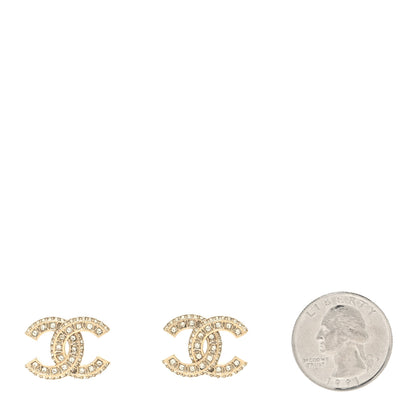 Chanel Crystal Timeless CC Earrings Gold 2 of 4