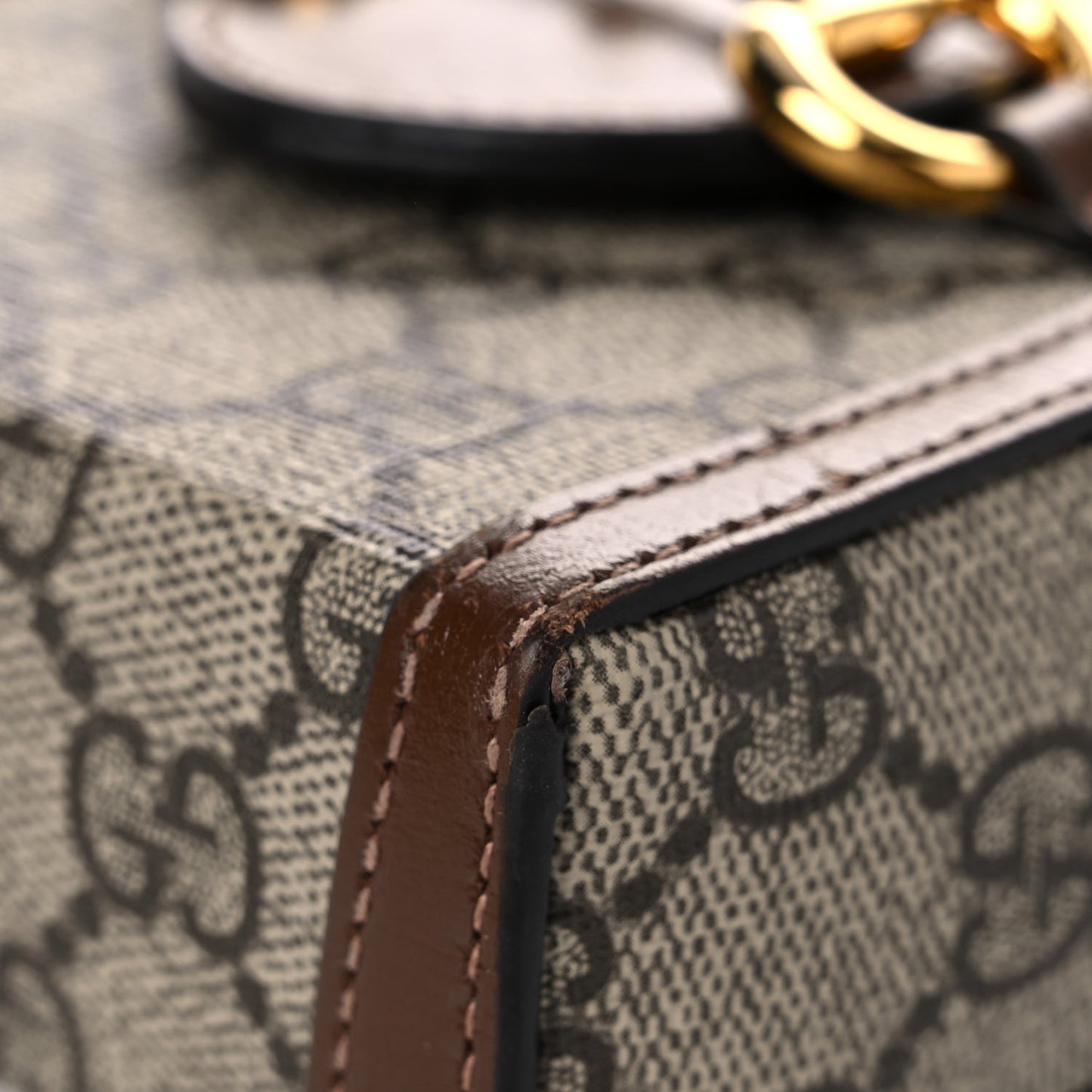 GG Supreme Monogram Mini Horsebit 1955 Crossbody Bag Beige Brown Sugar