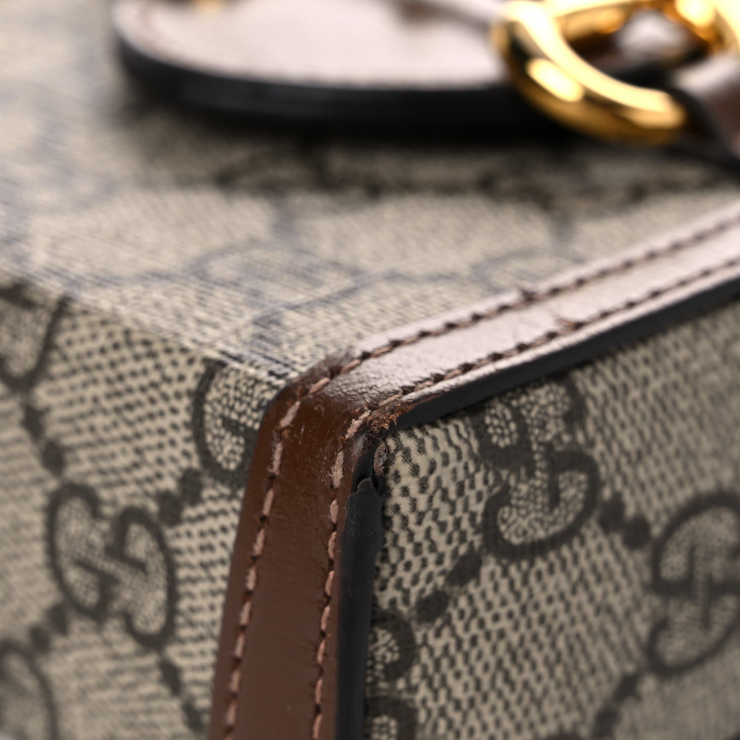 Gucci GG Supreme Monogram Mini Horsebit 1955 Crossbody Bag Beige Brown Sugar 9 of 18