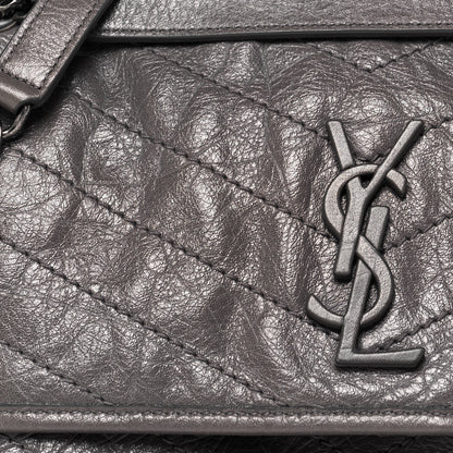 Saint Laurent Crinkled Calfskin Matelasse Monogram Medium Niki Chain Satchel Dark Chocolate 8 of 16