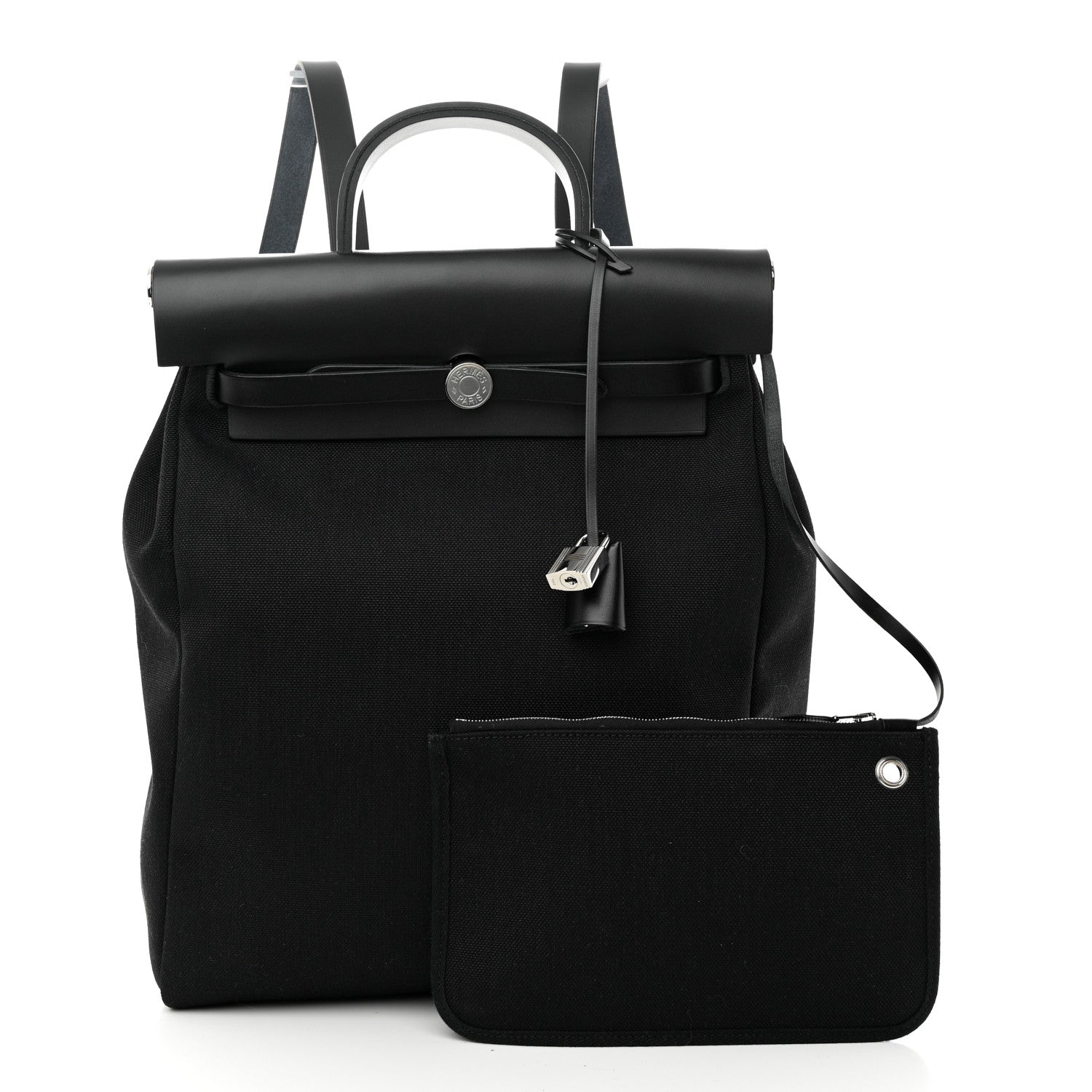Hermes Military Toile Vache Hunter Herbag a Dos Zip Retourne Backpack Black 3 of 10