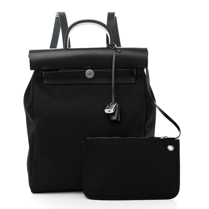 Hermes Military Toile Vache Hunter Herbag a Dos Zip Retourne Backpack Black 3 of 10