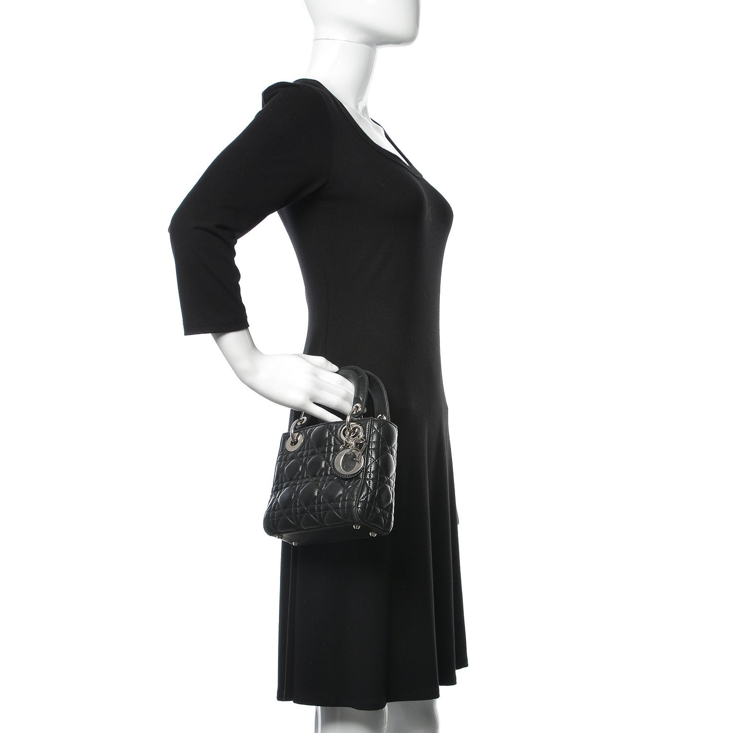 Lambskin Cannage Mini Lady Dior Black