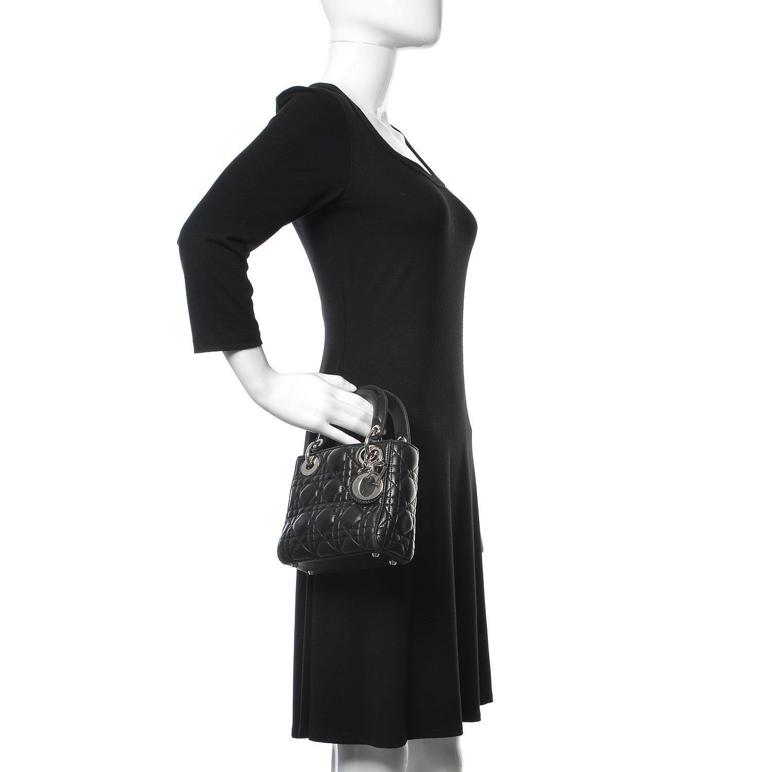 Christian Dior Lambskin Cannage Mini Lady Dior Black 3 of 14