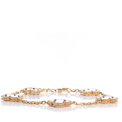 Van Cleef & Arpels 18K Yellow Gold Black Onyx 5 Motifs Vintage Alhambra Bracelet 3 of 7