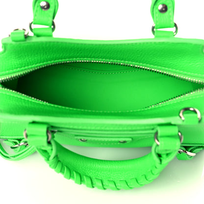 Balenciaga Grained Calfskin Neo Classic Silver Hardware Nano City Fluo Green 5 of 10
