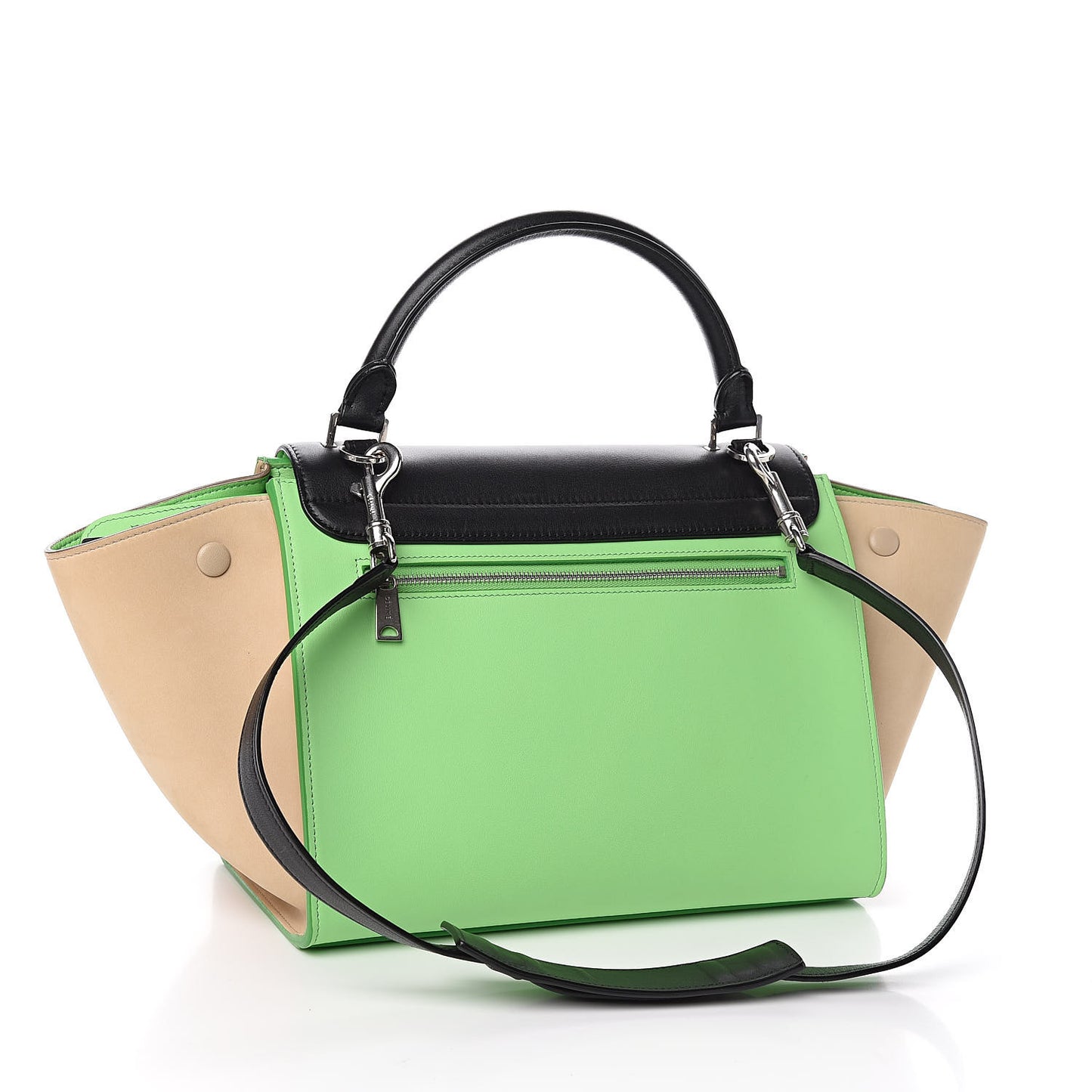 Smooth Calfskin Small Tri-Color Trapeze Lime