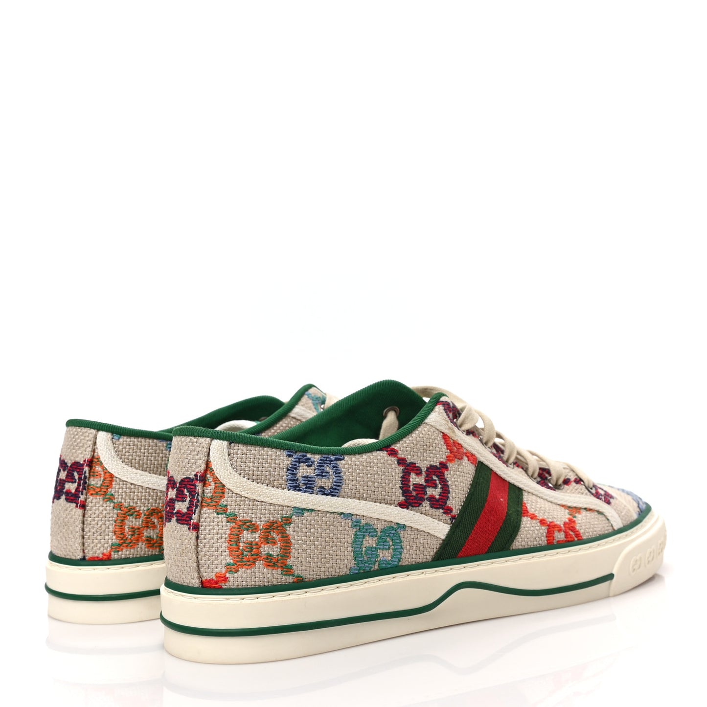 Linen Psychedelic Mini GG Monogram Men's 1977 Tennis Sneakers 9 Multicolor Mystic White