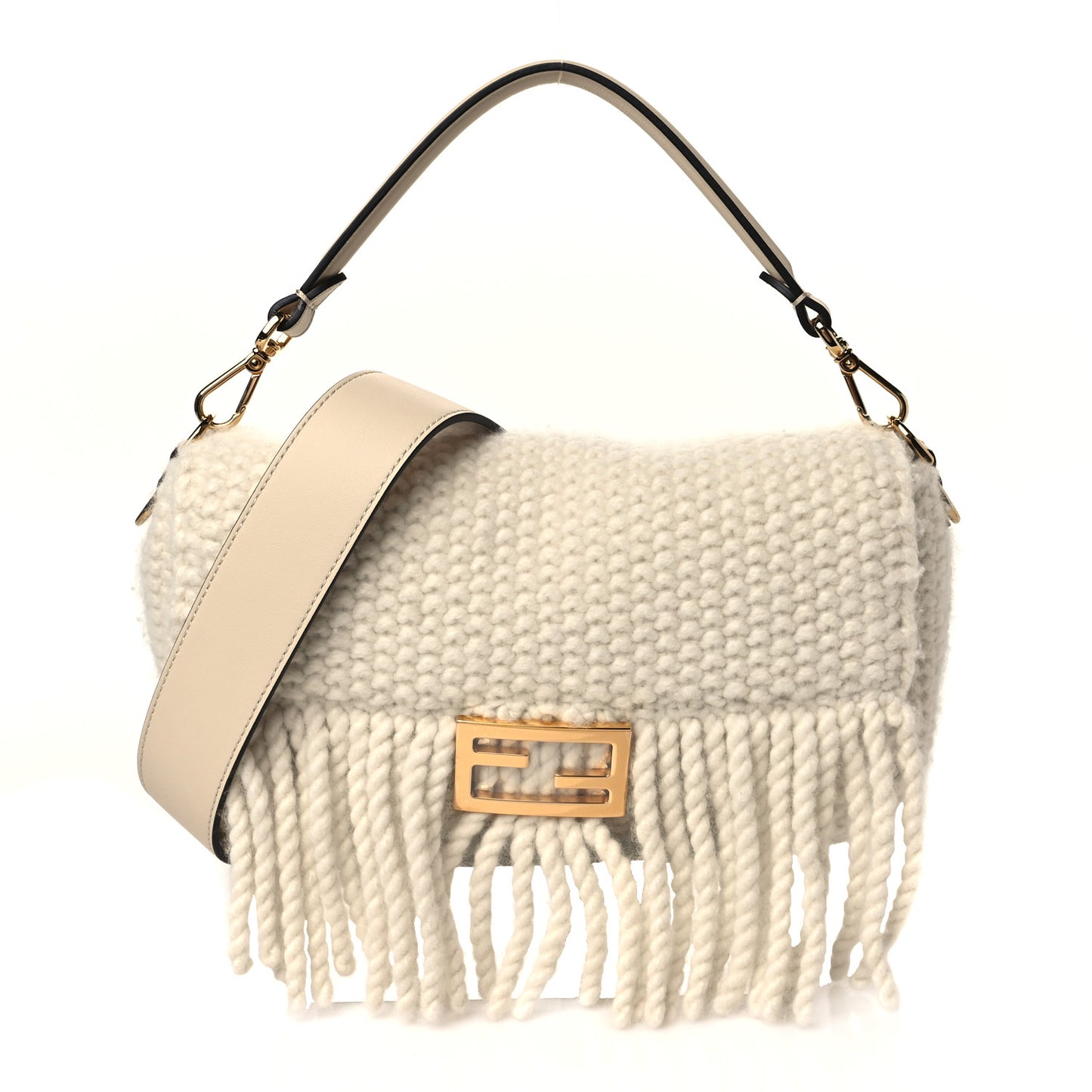 Wool Woven Fringe Baguette Camelia