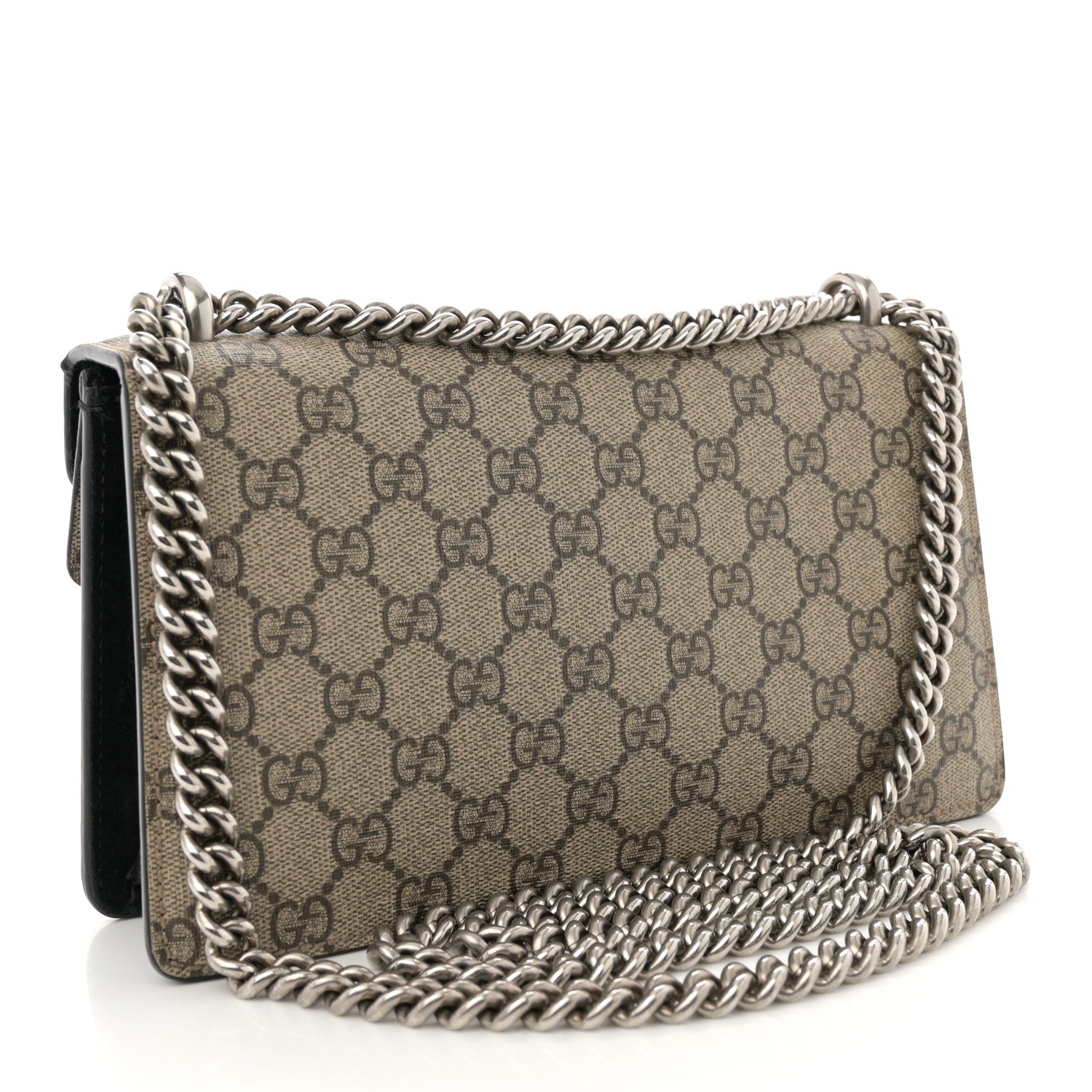 Gucci GG Supreme Monogram Suede Crystal Small Dionysus Shoulder Bag Beige Ebony Black 3 of 12