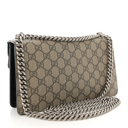 Gucci GG Supreme Monogram Suede Crystal Small Dionysus Shoulder Bag Beige Ebony Black 3 of 12