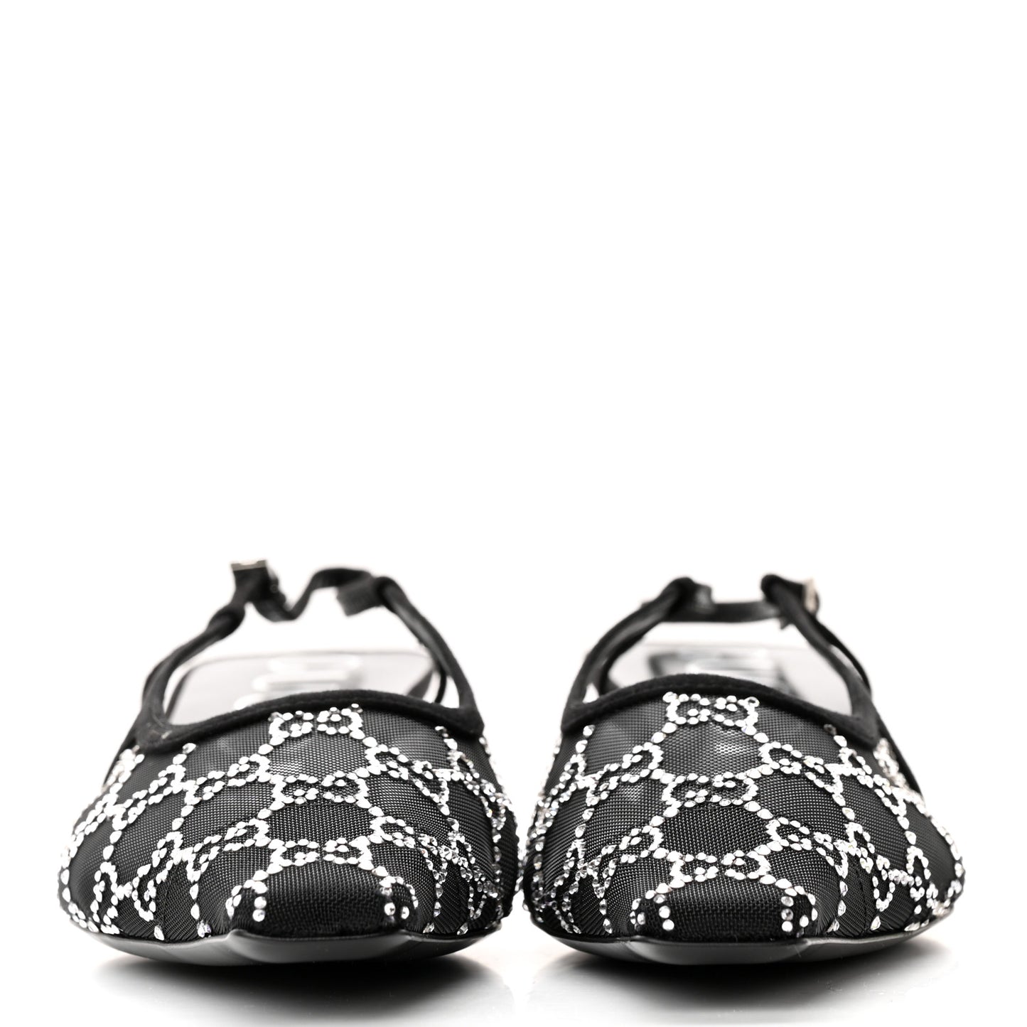 Tela Retino Kid Scamosciato Crystal GG Monogram Square G 35mm Slingback Pumps 41 Black