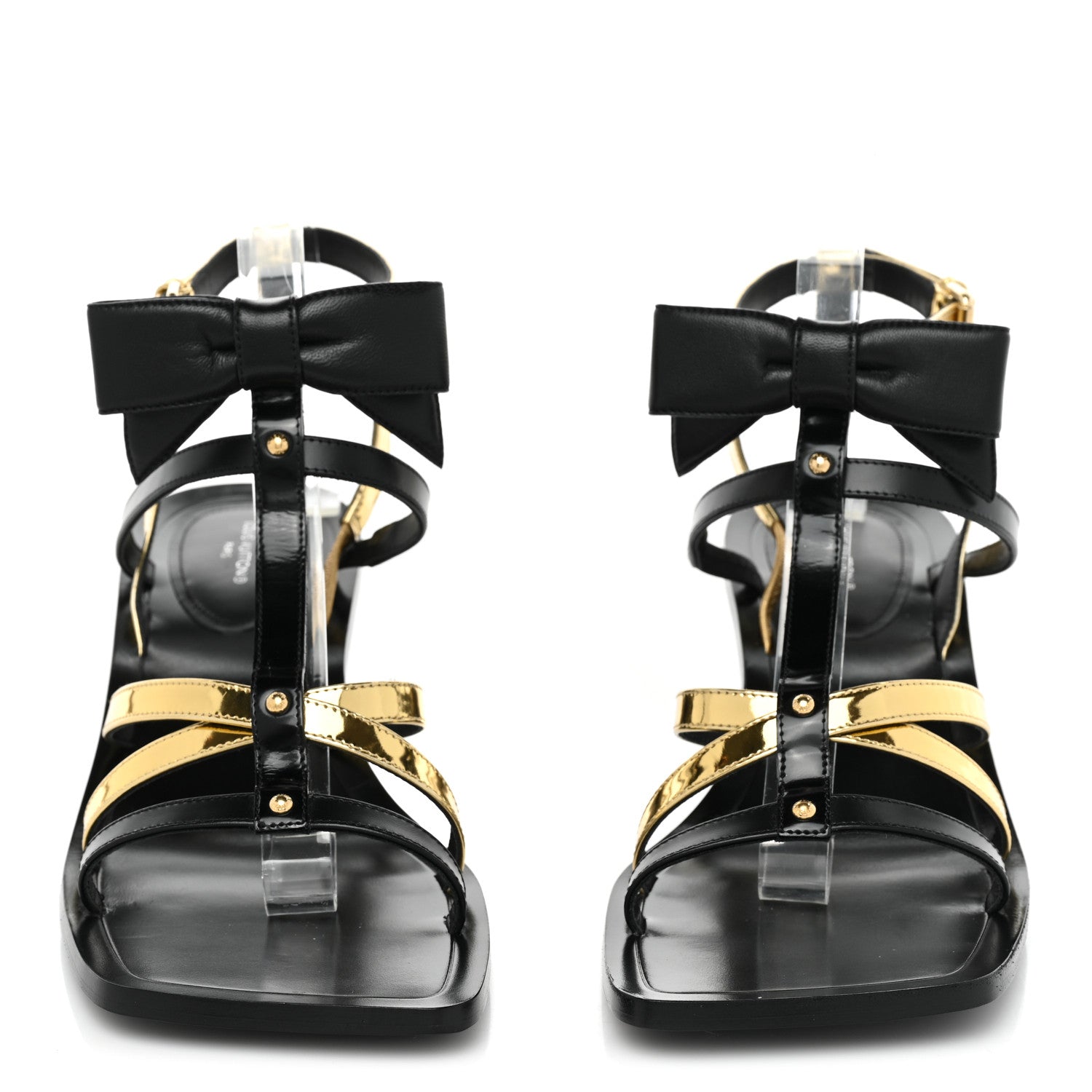 Louis Vuitton Metallic Calfskin Peplum Sandals 38.5 Gold 2 of 10