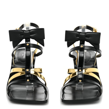 Louis Vuitton Metallic Calfskin Peplum Sandals 38.5 Gold 2 of 10