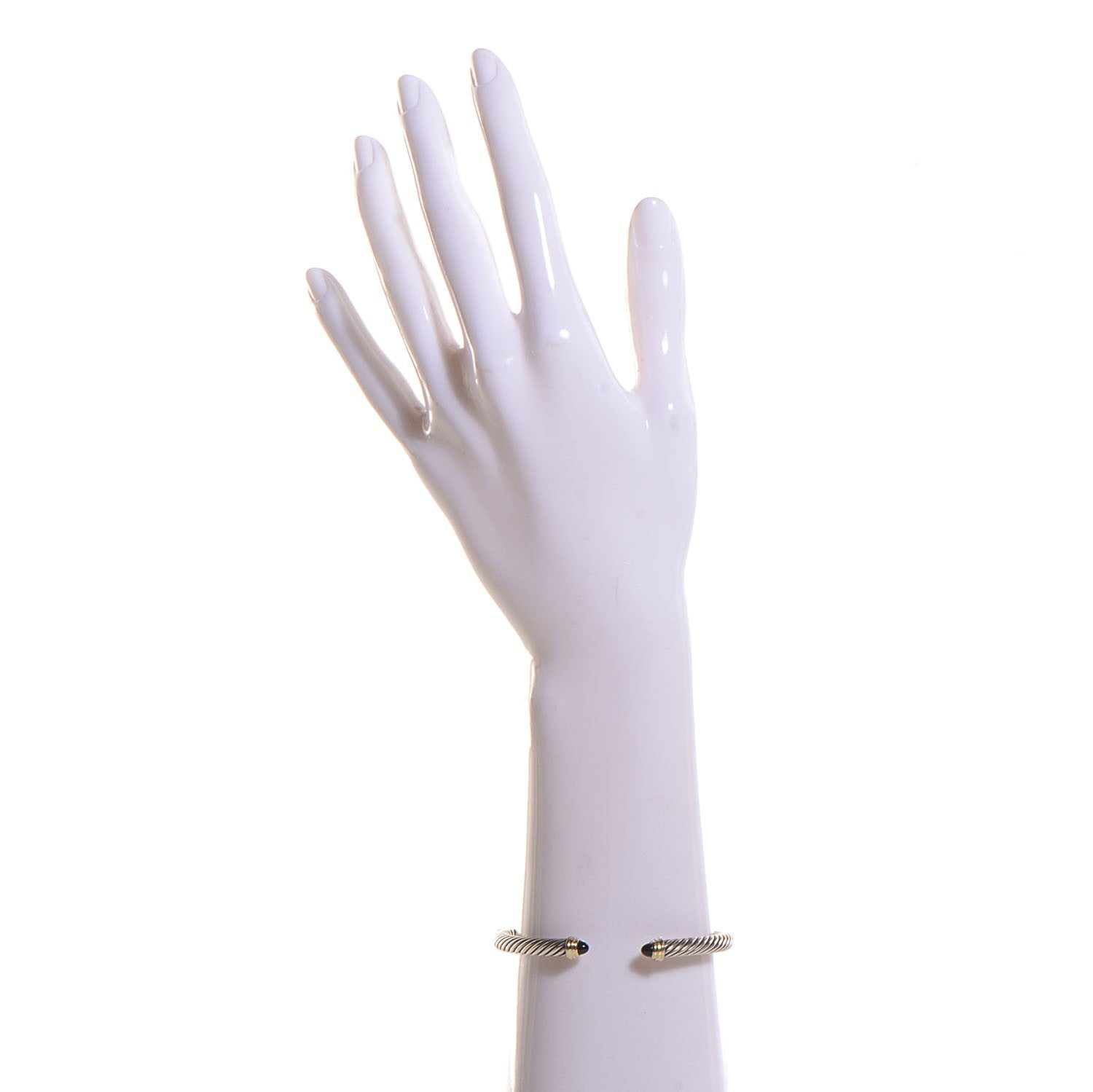 David Yurman Sterling Silver 14K Yellow Gold Black Onyx 5mm Cable Classics Bracelet 3 of 5