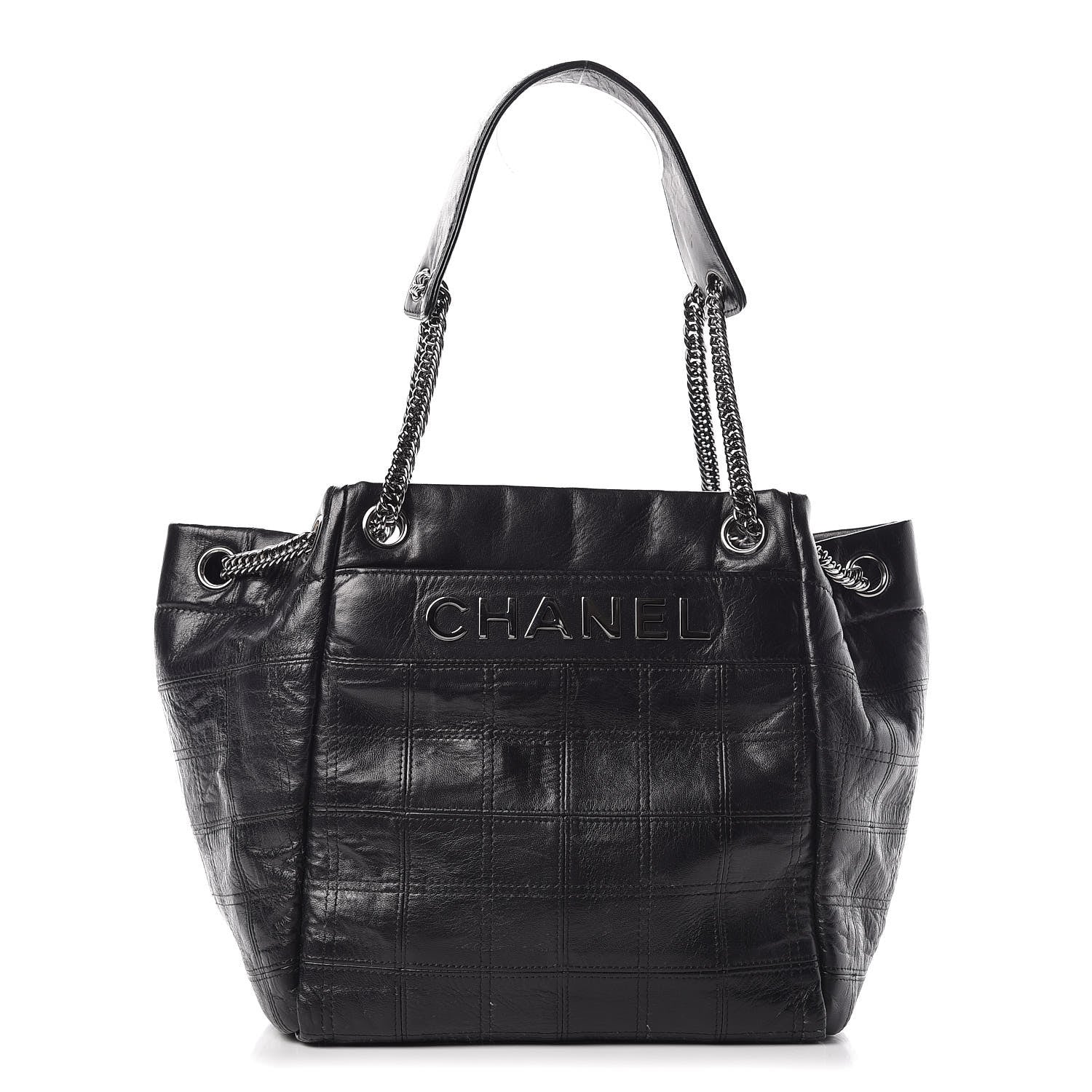 Chanel Lambskin Square Stitched Lax Accordion Shoulder Bag Black 1 of 13