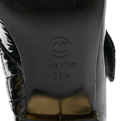 Chanel Patent Goatskin Cap Toe Mary Janes 38.5 Black 6 of 8