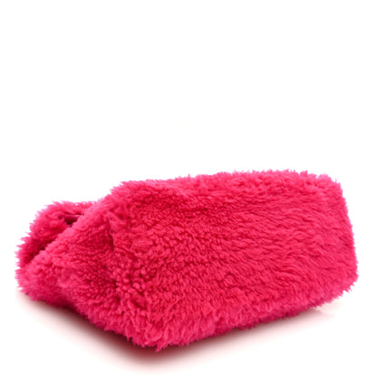 Saint Laurent Merino Shearling Lambskin Quilted Small Loulou Puffer Monogram Chain Satchel Fuchsia 4 of 9