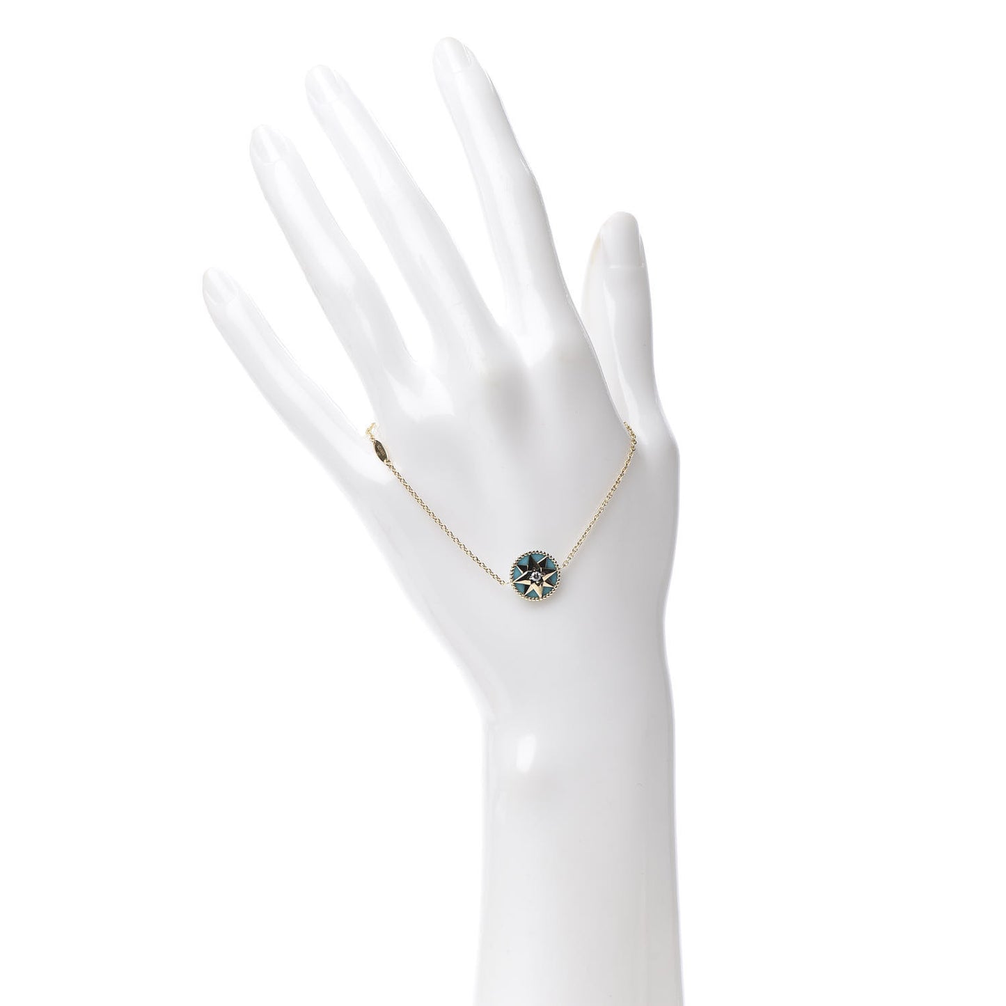 18K Yellow Gold Diamond Turquoise Rose Des Vents Bracelet