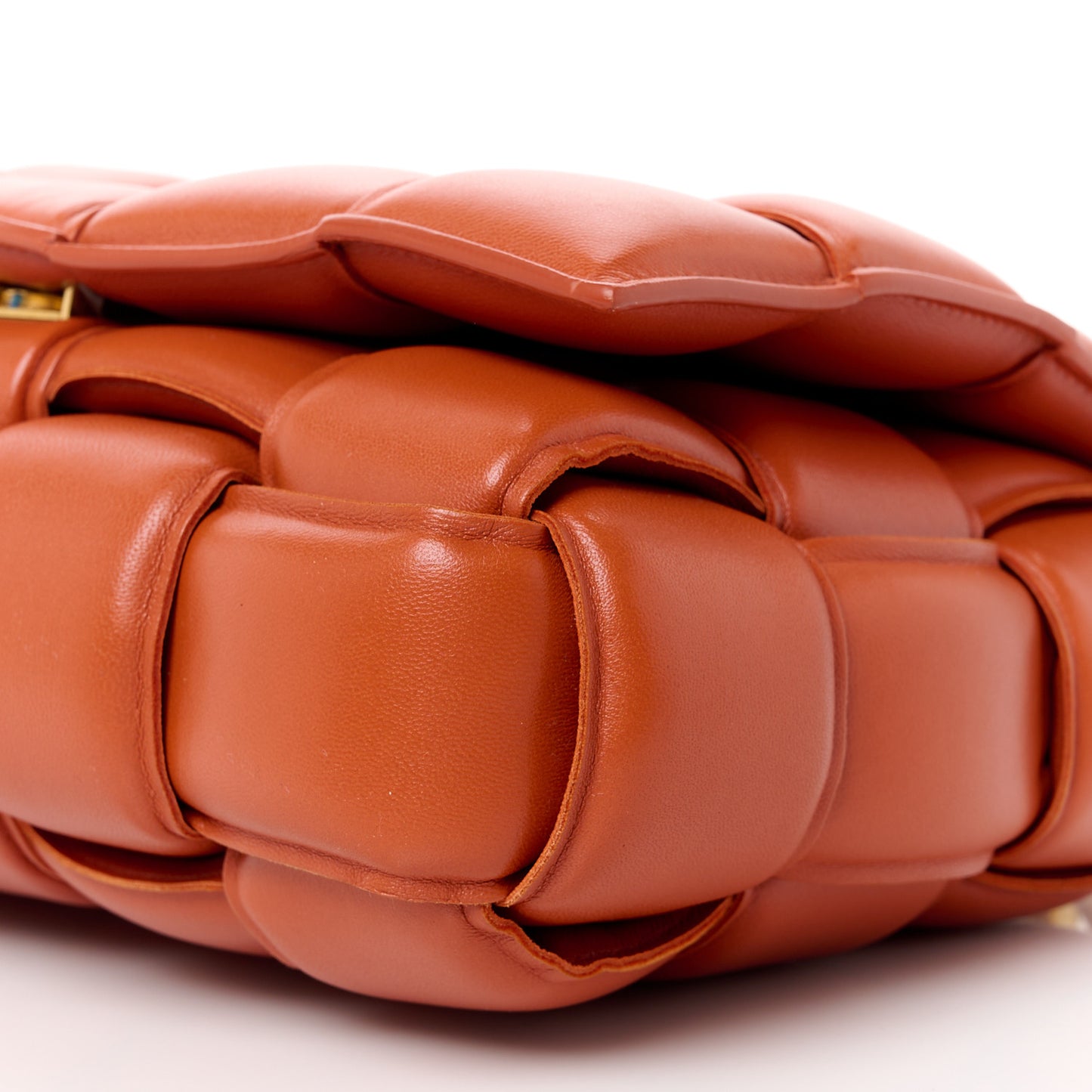 Lambskin Maxi Intreccio Padded Chain Cassette Crossbody Bag Clay
