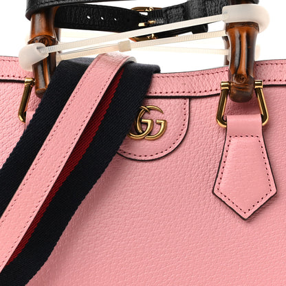 Gucci Textured Dollar Calfskin Web Mini Diana Tote Bag Wild Rose Black 7 of 8
