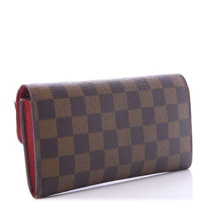 Louis Vuitton Damier Ebene Emilie Wallet Red 3 of 12