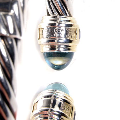 David Yurman Sterling Silver 14k Gold Blue Topaz Iolite 8.5mm Classic Cable Bracelet 3 of 4