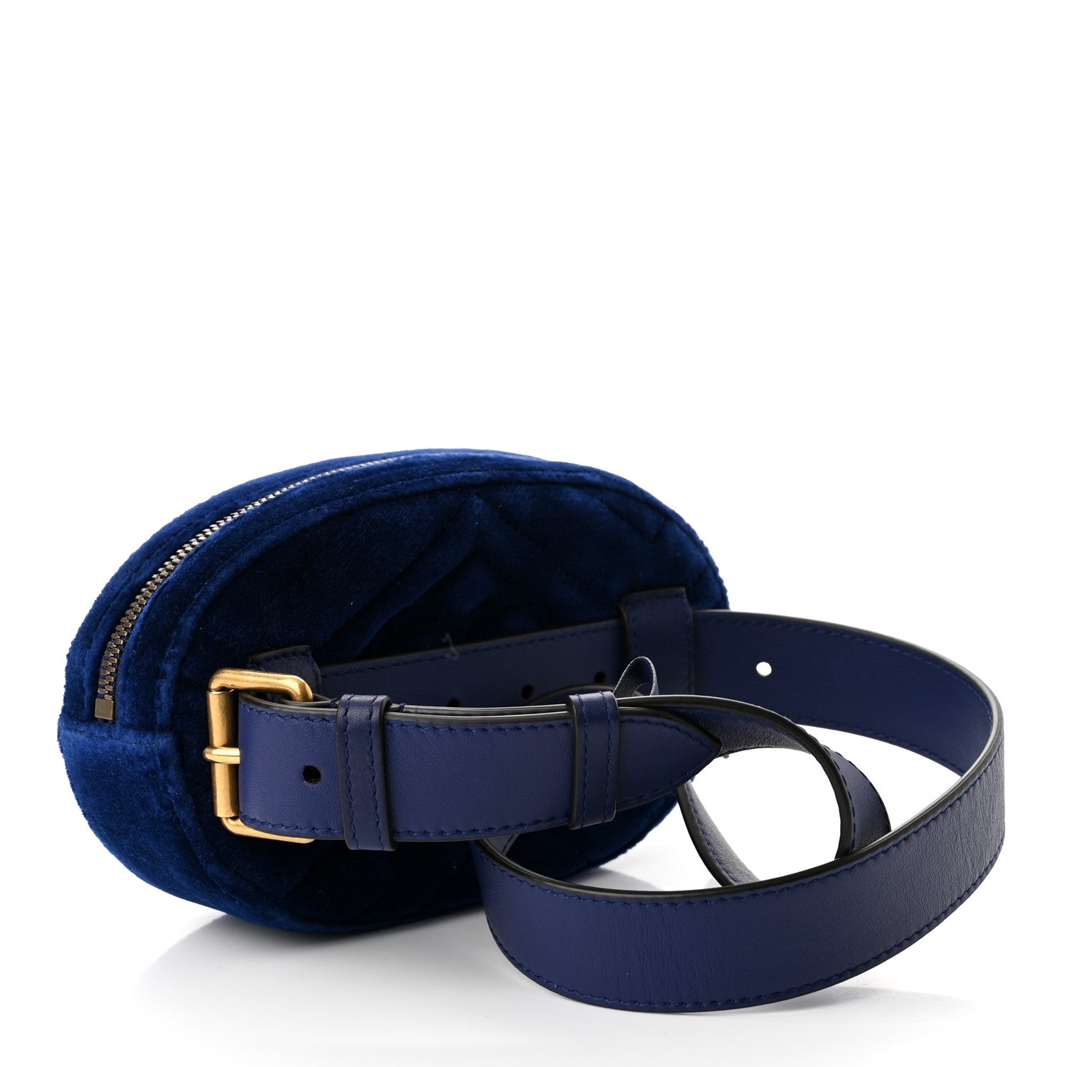 Gucci Velvet Matelasse GG Marmont Belt Bag 75 30 Cobalt Blue 3 of 11