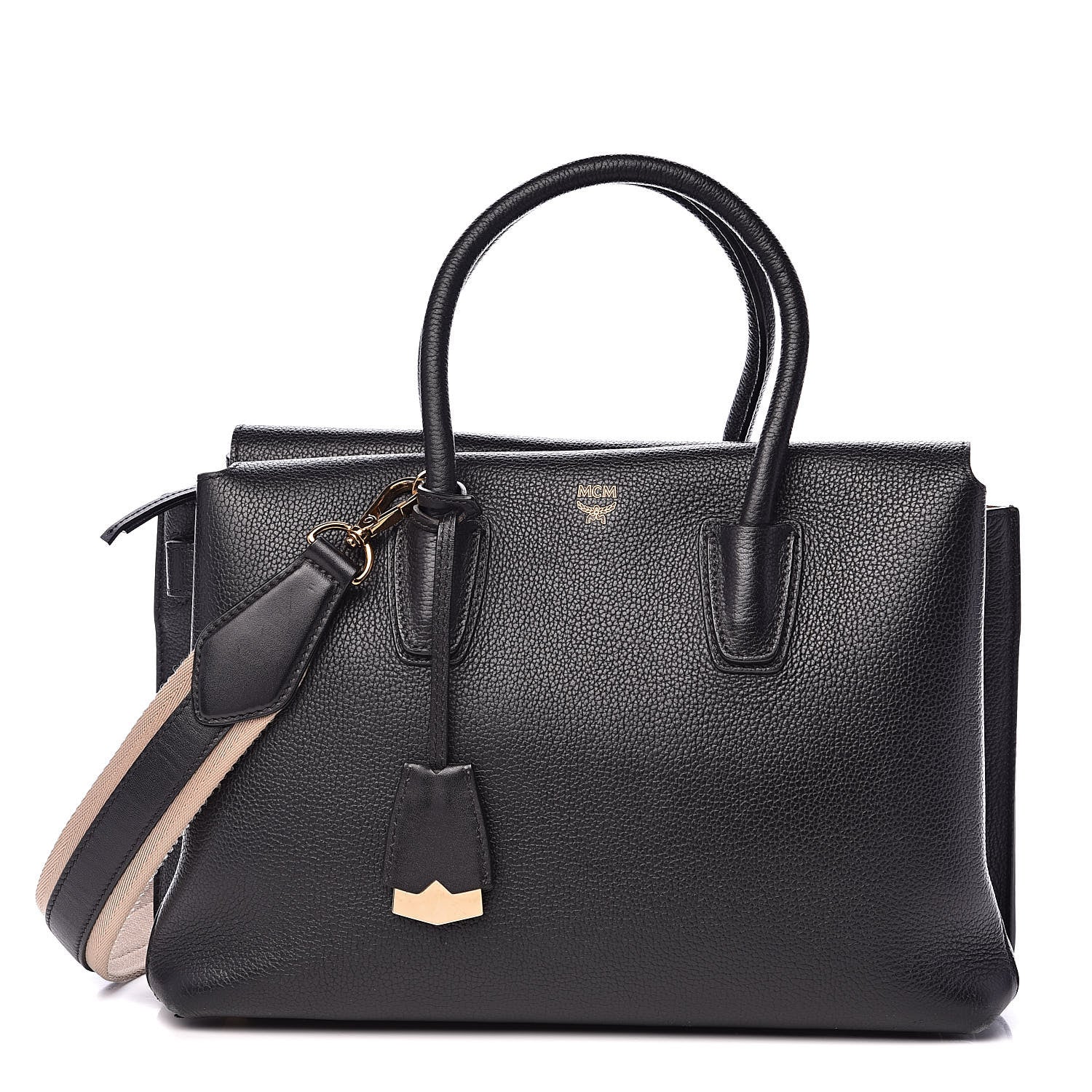 MCM Grained Calfskin Medium Milla Tote Black 1 of 14