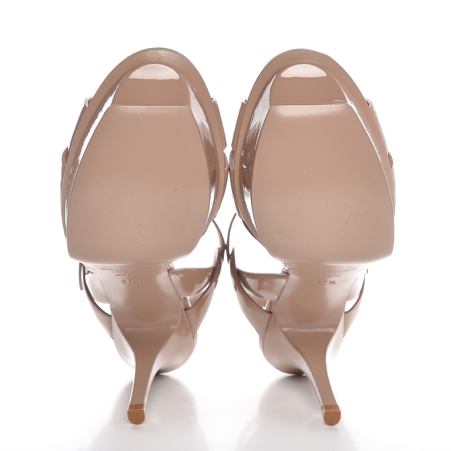 Saint Laurent Patent Tribute 75 Platform Sandals 37.5 Dark Nude 5 of 7