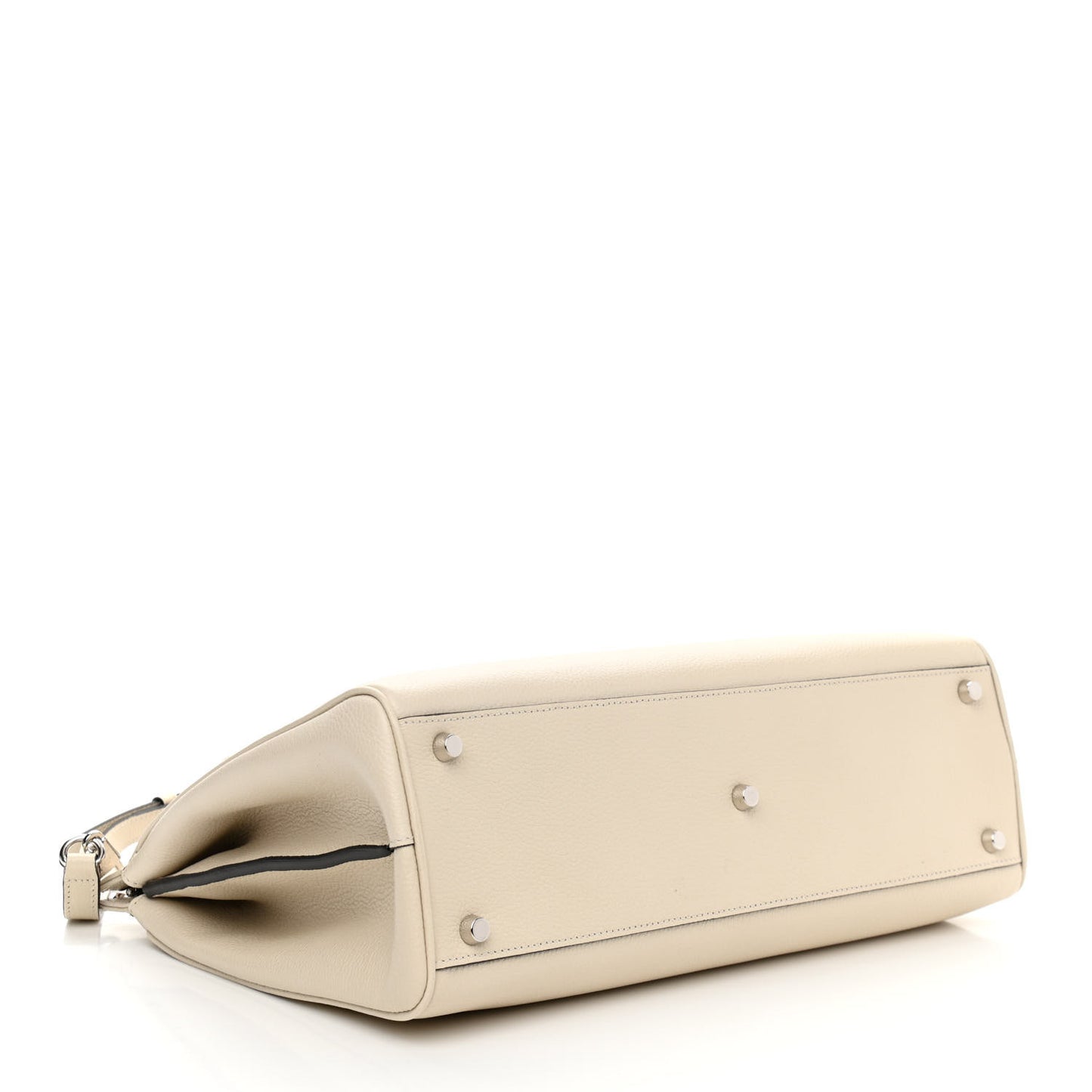 Grainy Calfskin Medium Zumi Top Handle Bag Mystic White