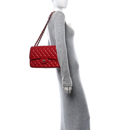 Chanel Lambskin Quilted Jumbo Double Flap Red 3 of 12