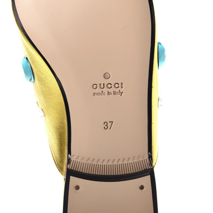 Gucci Metallic Nappa Crystal Womens Princetown Slippers 37 Gold 9 of 10
