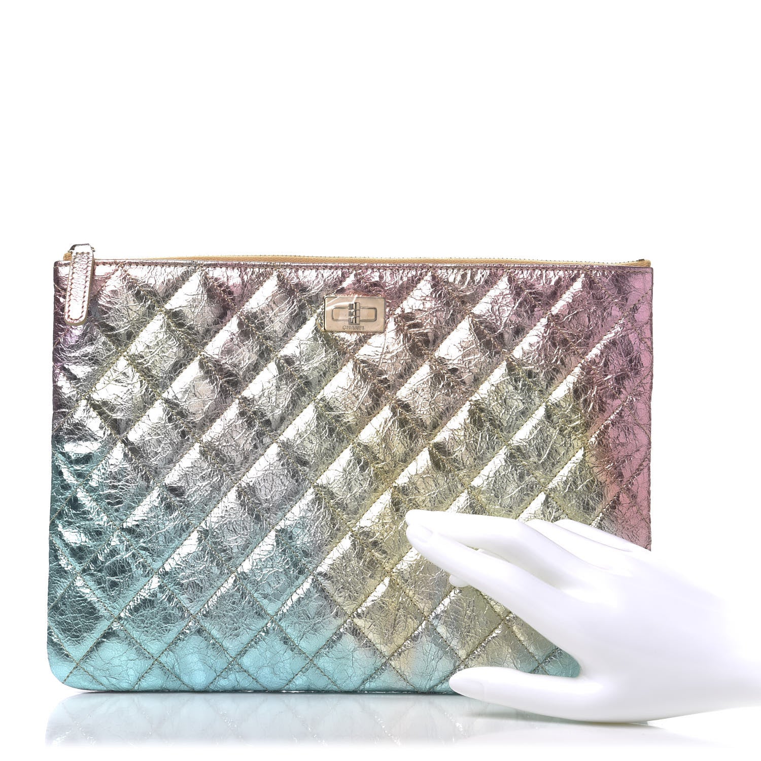 Chanel Metallic Goatskin Quilted Medium 2.55 Reissue Cosmetic Case Multicolor 2 of 8