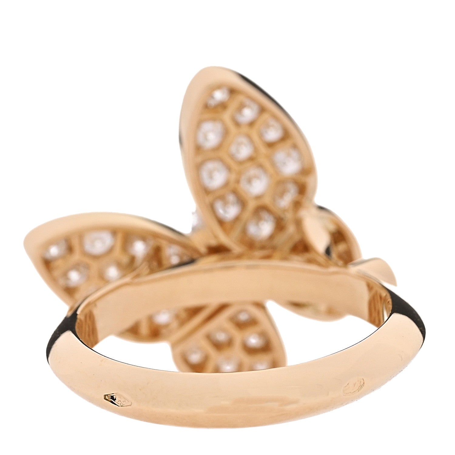 Van Cleef & Arpels 18K Yellow Gold Diamond Two Butterfly Ring 50 5.25 3 of 6