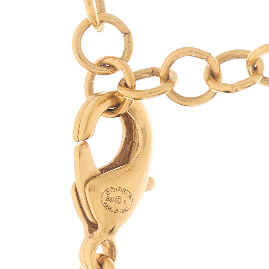 Metal Crystal 90's Icon Logo Necklace Gold