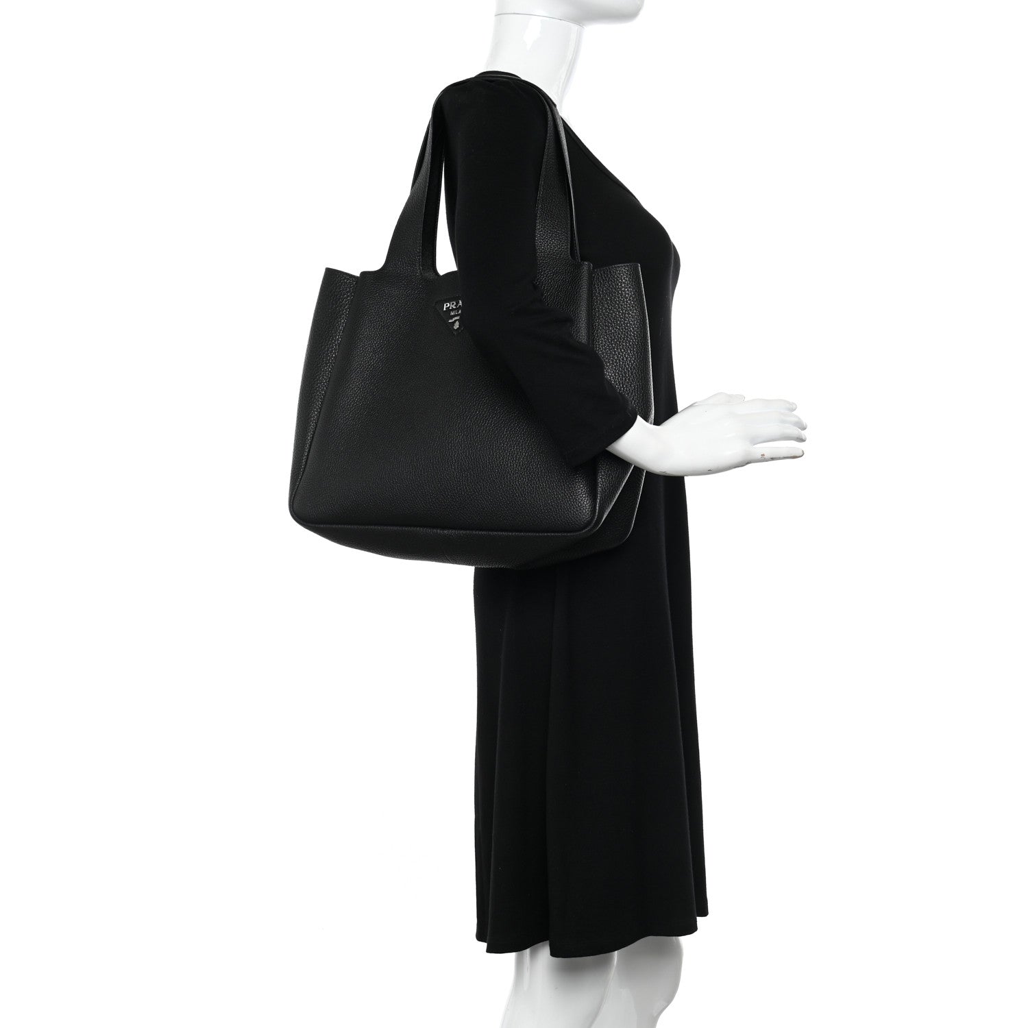 Prada Vitello Daino Soft Large Dynamique Tote Black 2 of 11