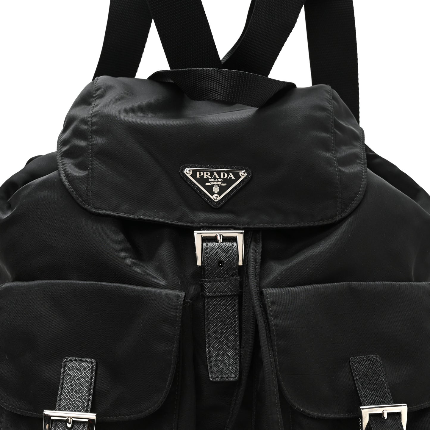 Tessuto Nylon Saffiano Medium Backpack Black