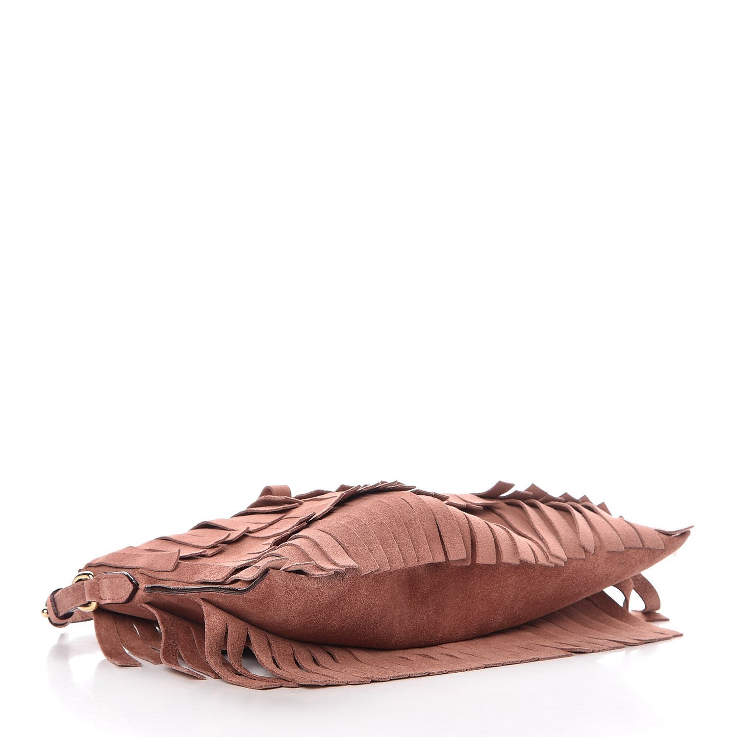 Suede Fringe Peyton Crossbody Clutch Bag Russet Pink