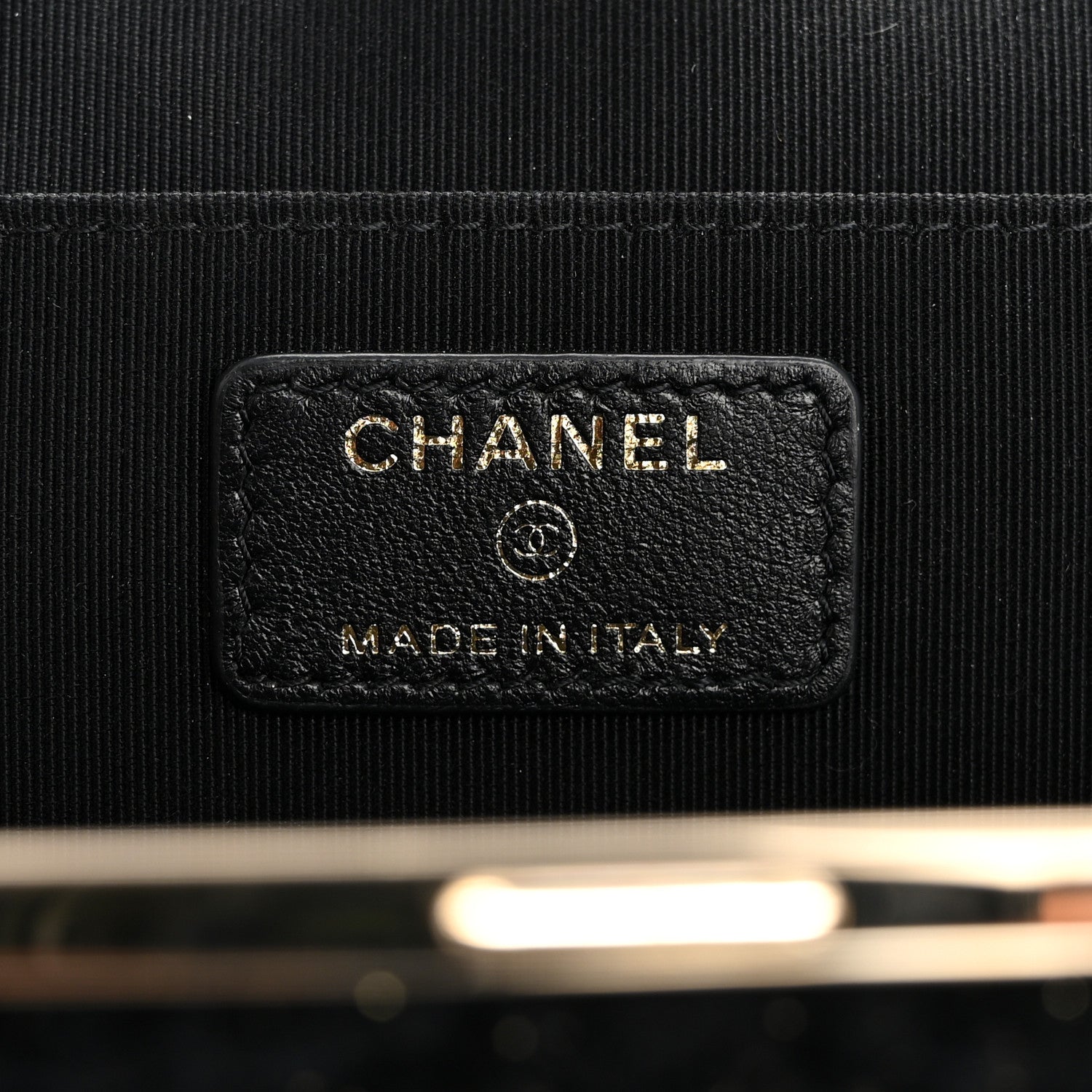 Chanel Tweed Quilted Kiss Lock Clutch Black 6 of 8