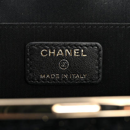 Chanel Tweed Quilted Kiss Lock Clutch Black 6 of 8