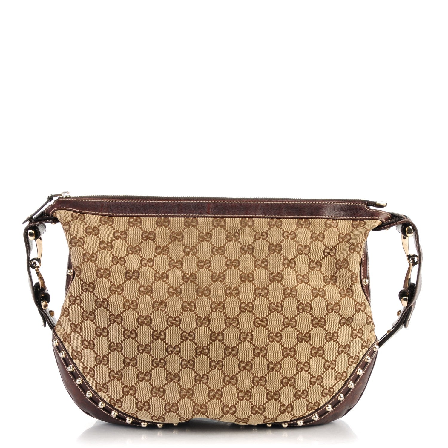 Gucci Monogram Web Studded Pelham Shoulder Bag Dark Brown 1 of 7