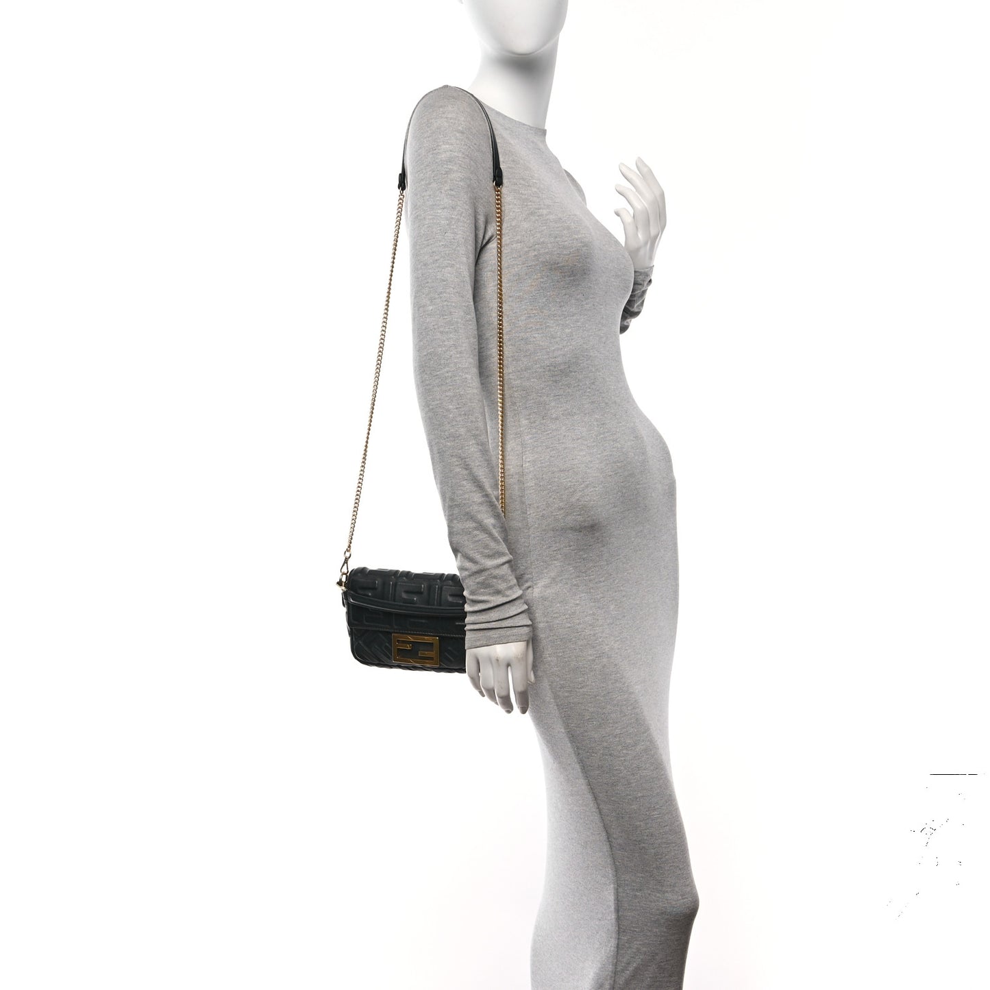 Nappa FF 1974 Embossed Mini Baguette Black