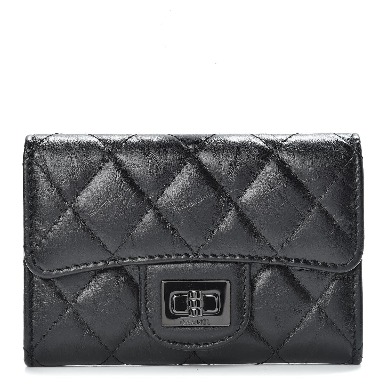 Chanel Aged Calfskin Quilted Reissue Flap Card Holder Wallet So Black 1 of 9