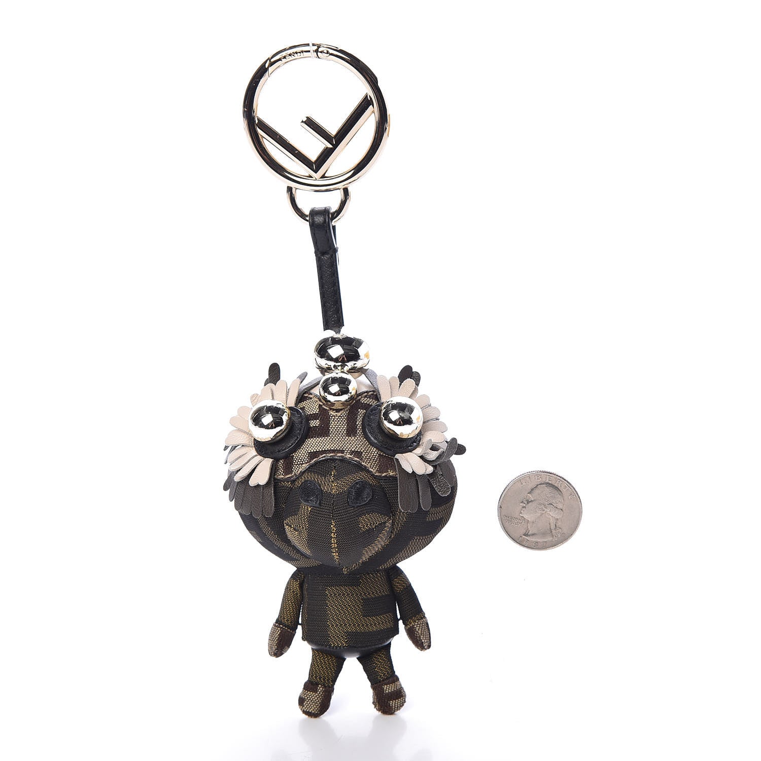 Fendi Nappa Zucca Zucchino Pearl F is Fendi Space Monkey Bag Charm Camelia Carbone Mogano Panna 2 of 3